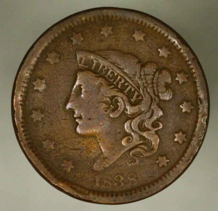 United States Braided Hair Cent 1838 Small Letters   A1653