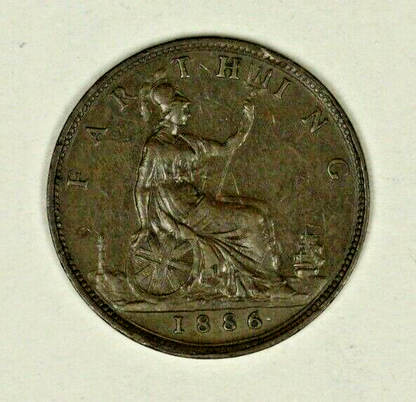 Great Britain Farthing 1886  XF  Victoria   A1289