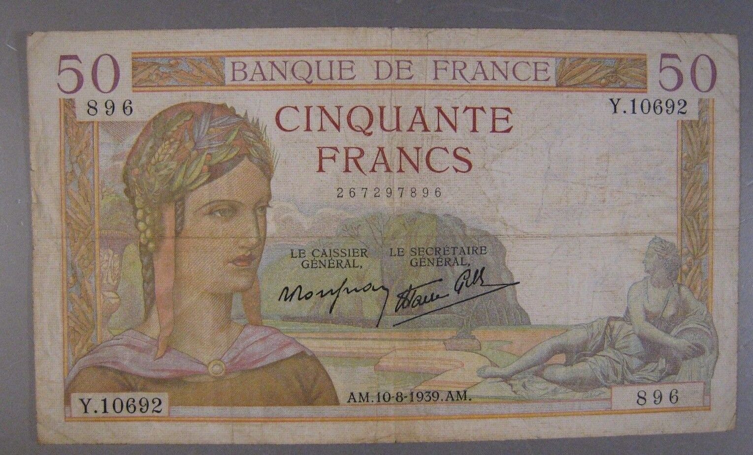 1939 France, Bank of, 50 Francs Circulated