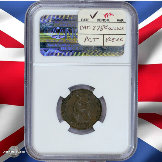 Great Britain 1855 WW Incused Farthing NGC AU55BN - GBS043