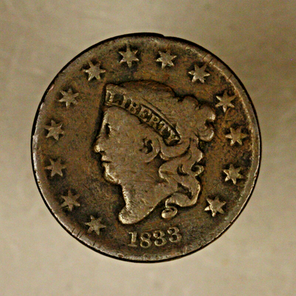 1833 Large Cent Bent