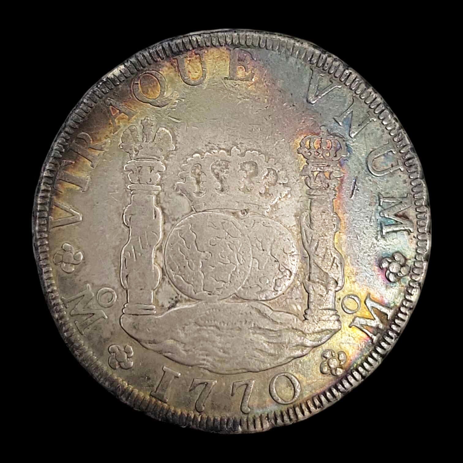 Mexico SPANISH COLONY 8 Reales KM# 105 Rainbow Toning Rare - A3462