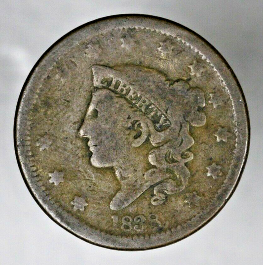US 1838 Coronet Head Large Cent   A3140