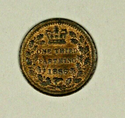 Great Britain 1/3 Farthing 1866  UNC - some Red   A745