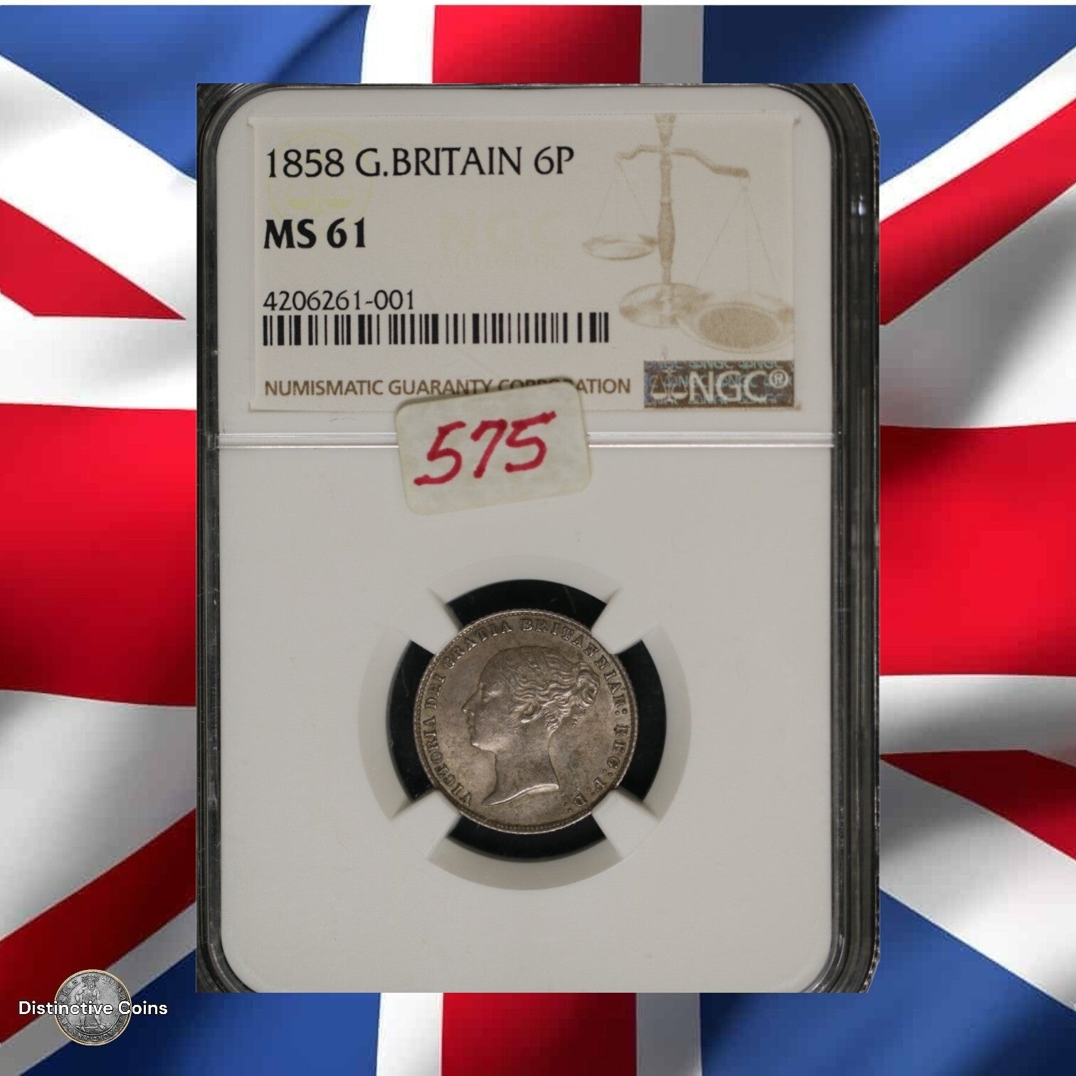 Great Britain 1858 6 Pence NGC MS61