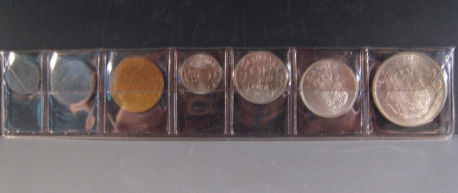 Mix Denmark 7 Piece 1964-66 Unc. Set of Coins Issued 