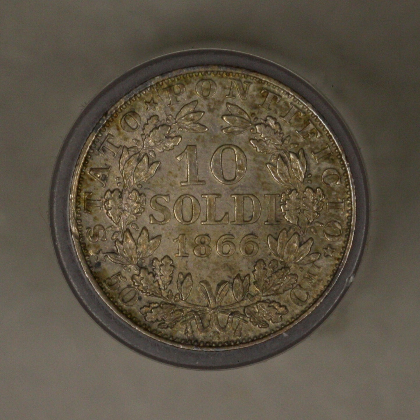 Italy Papal States 1866 R year 21 10 Soldi 