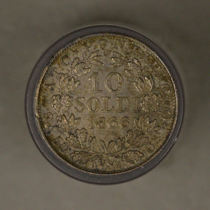 Italy Papal States 1866 R year 21 10 Soldi 