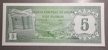 ARUBA 1986 5 Florin P-1   BANCO CENTRAL DI ARUBA VIJF FLORIN  A
