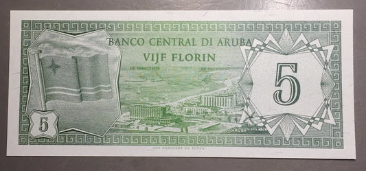 ARUBA 1986 5 Florin P-1   BANCO CENTRAL DI ARUBA VIJF FLORIN  A