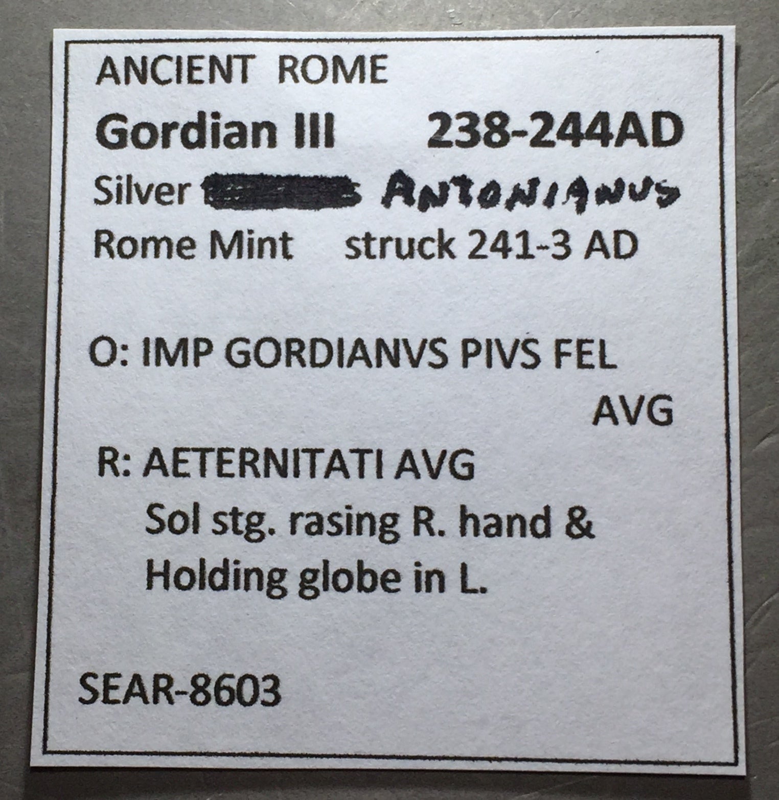 ANCIENT ROME Gordian III 238-244 AD SIlver Antoninianus Rome Mint   #A226