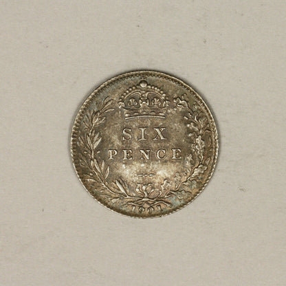 1901 Great Britain 6 Pence High Grade Wonderful Toning
