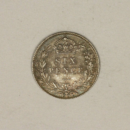1901 Great Britain 6 Pence High Grade Wonderful Toning