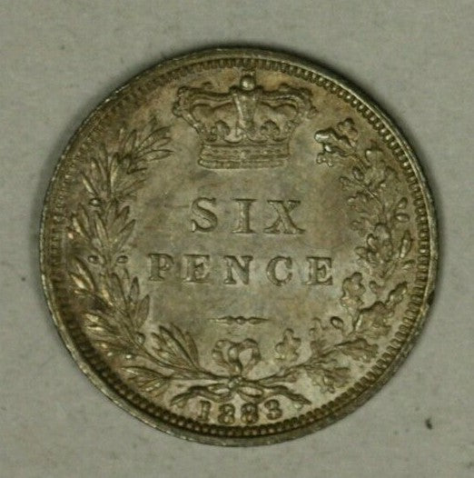 Great Britain Silver 6 Pence 1883 Nice Toned UNC   A2453