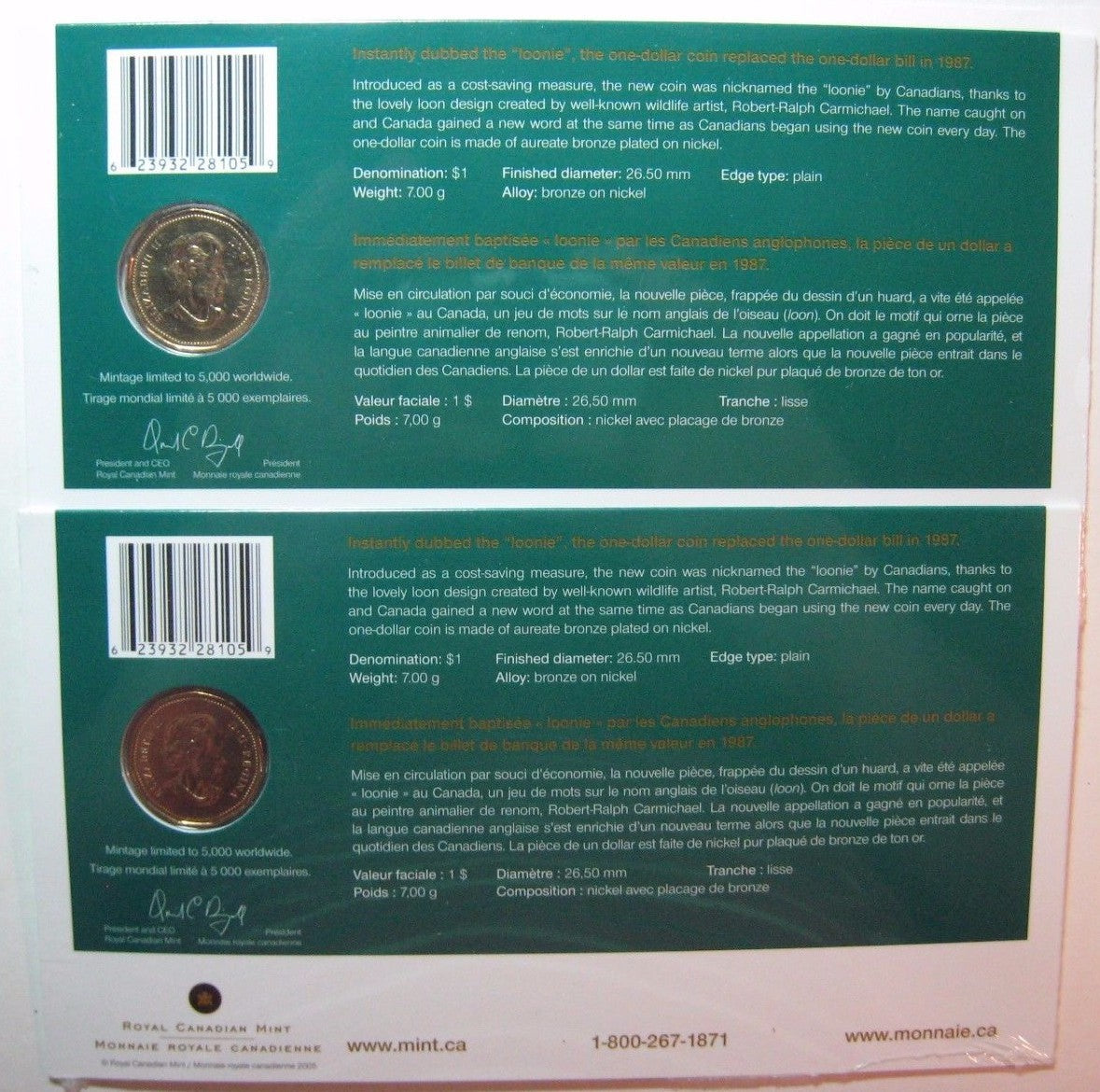 Lot of 12 Canada 2005 First Day Coinage Strikes in Holder