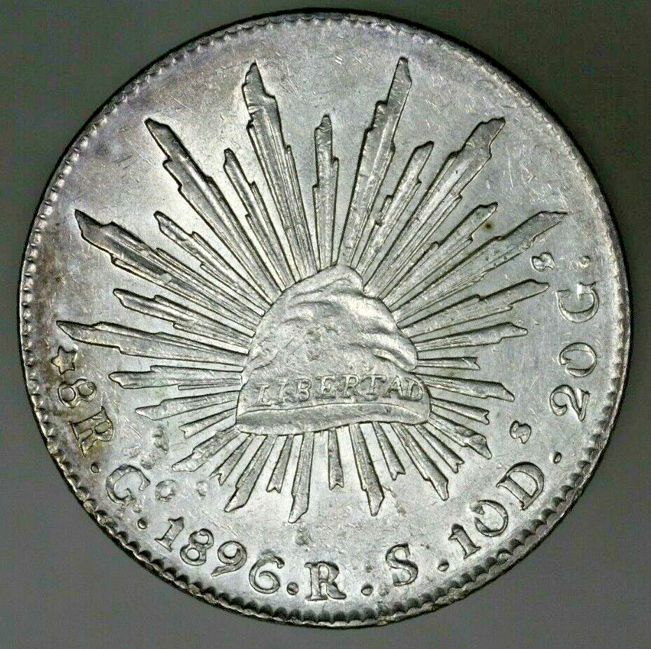 Mexico 1896 Go RS 8 Reales Old Ly Wipe Unc+ A2926