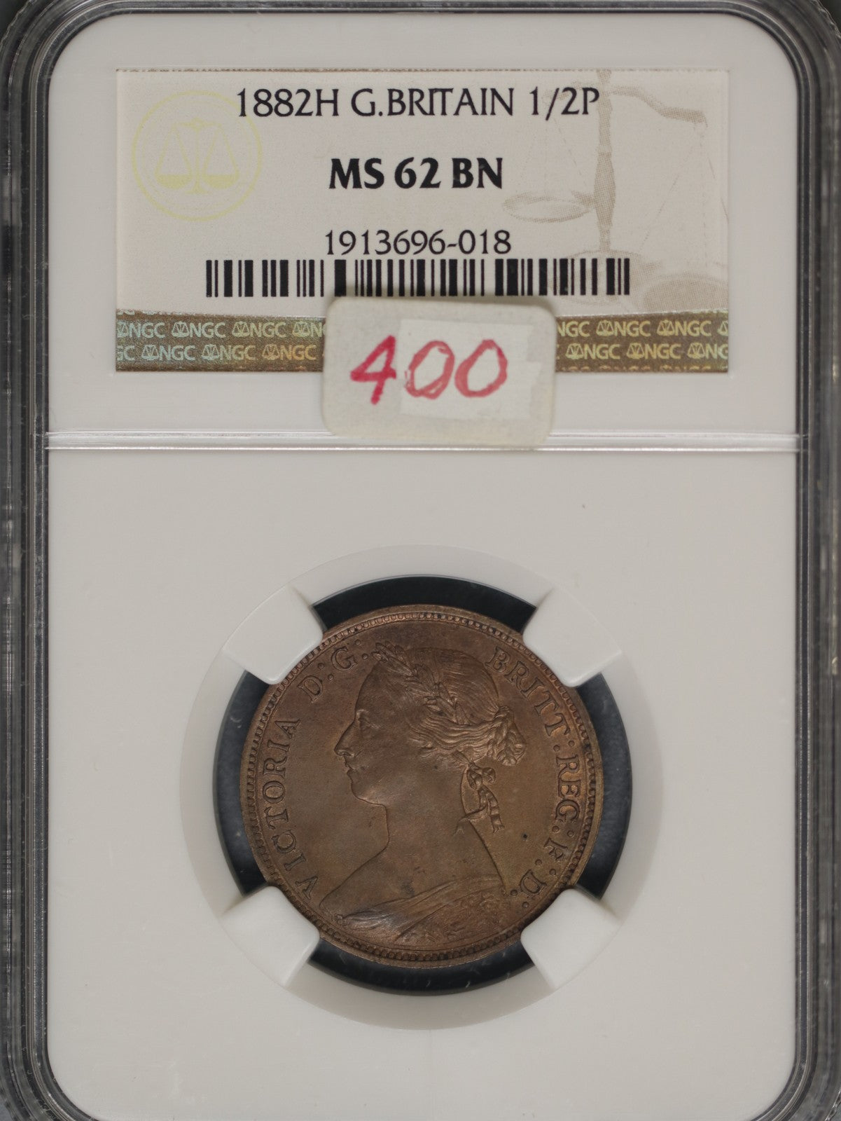 Great Britain 1882H 1/2 Penny K-754 NGC MS62 BN
