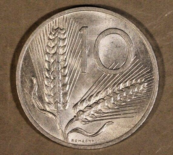 1954 Italy Aluminum 10 Lire Extra Nice    