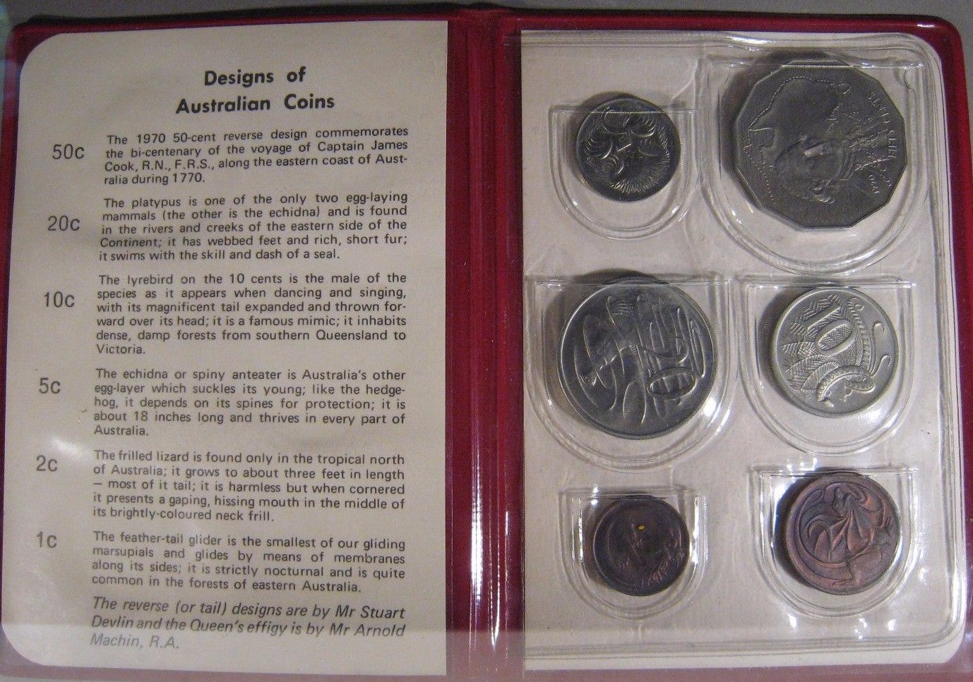 1970 Australia 6 Pc. Coinage Design Set in Wallet  