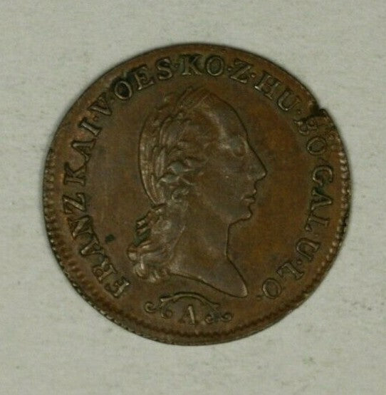 Austria Copper 1/4 Kreuzer 1812-A Nice UNC Flaw on rim  A2406