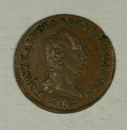 Austria Copper 1/4 Kreuzer 1812-A Nice UNC Flaw on rim  A2406
