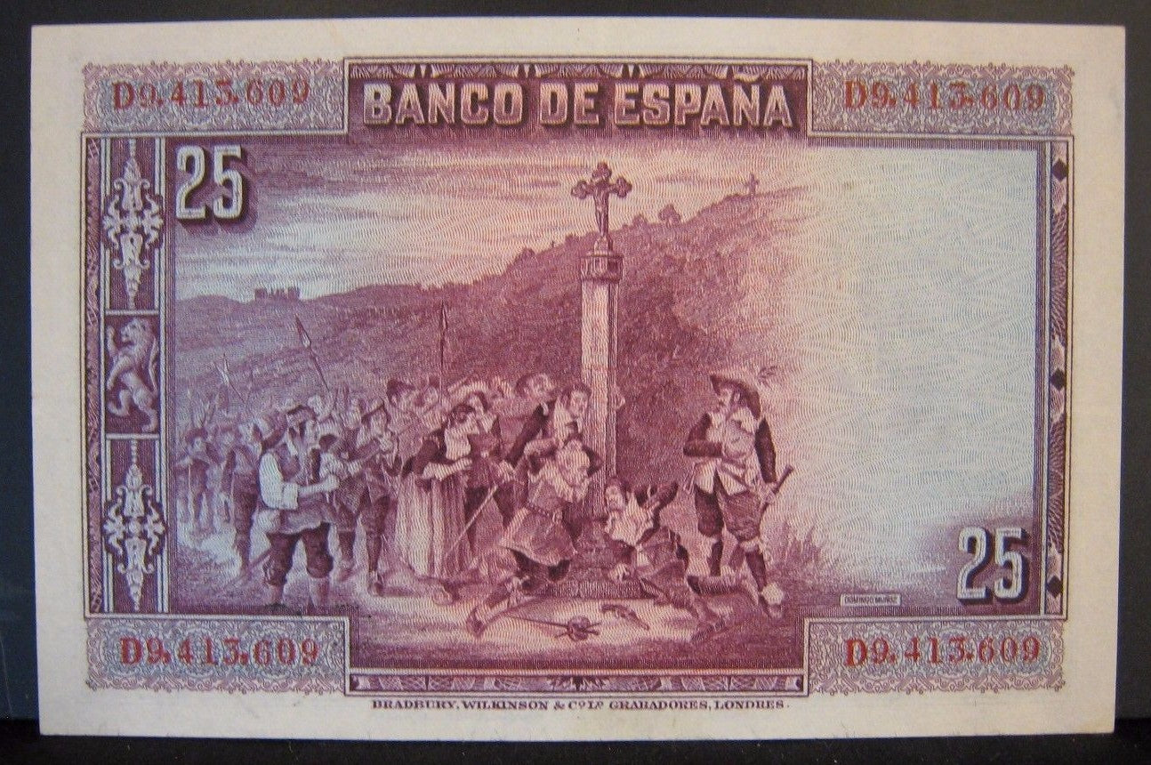 1928 Spain, Bank of, 25 Pesetas Note   Nice   