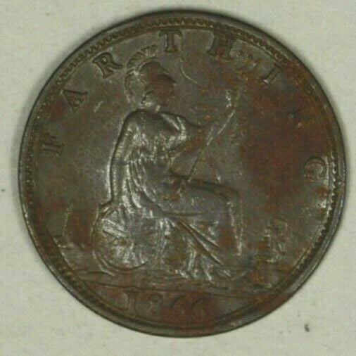 Great Britain Farthing  1866 AU some discolor  A2433