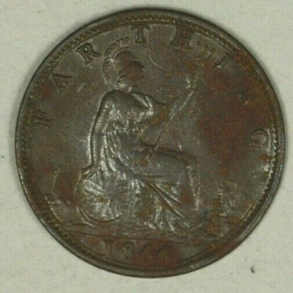 Great Britain Farthing  1866 AU some discolor  A2433