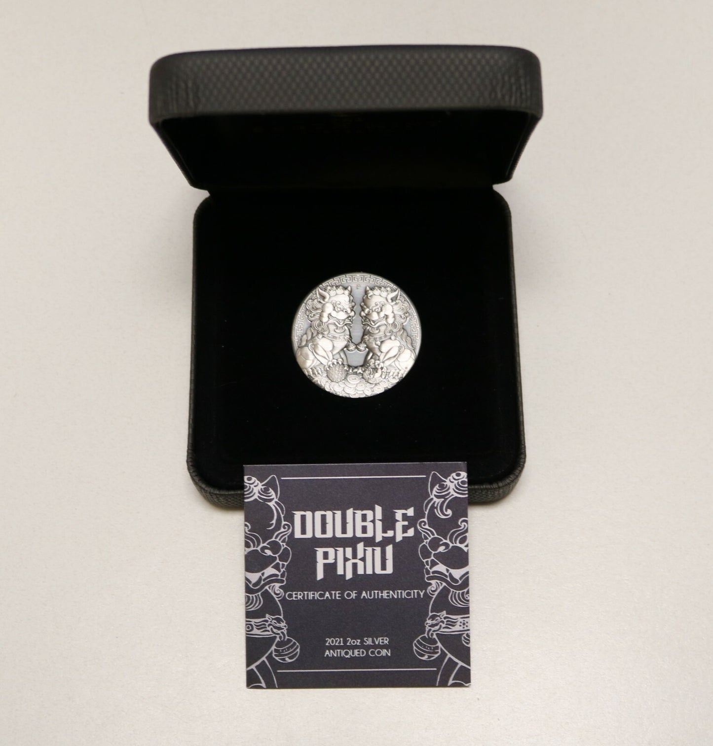 Australia 2021 Double Pixiu Antiquated 2oz Silver Coin w/ Box and Cert  B421