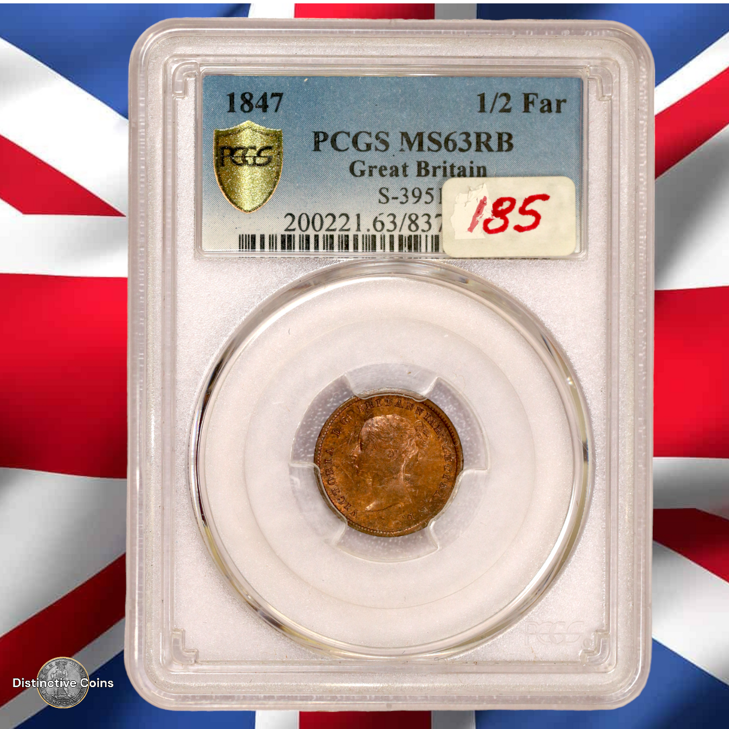 Great Britain 1847 1/2 Farthing PCGS MS63RB - GBS024
