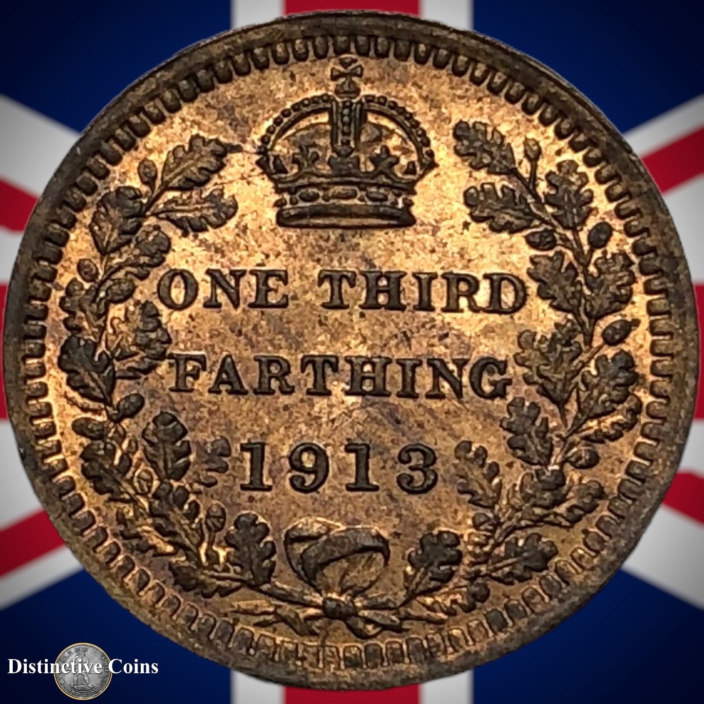 Great Britain 1913 Third Farthing 1/3 Penny GB3045