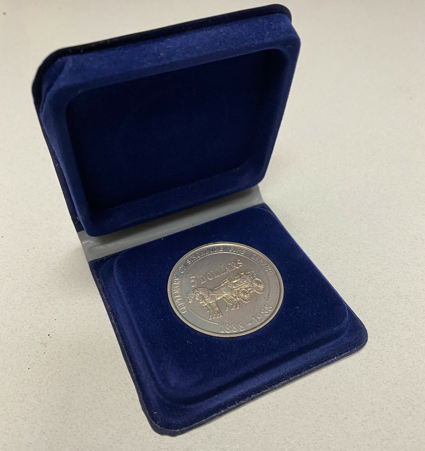 Singapore 1988 $5 Uncirculated Fire Service Centennial Coin Proof RARE   B206