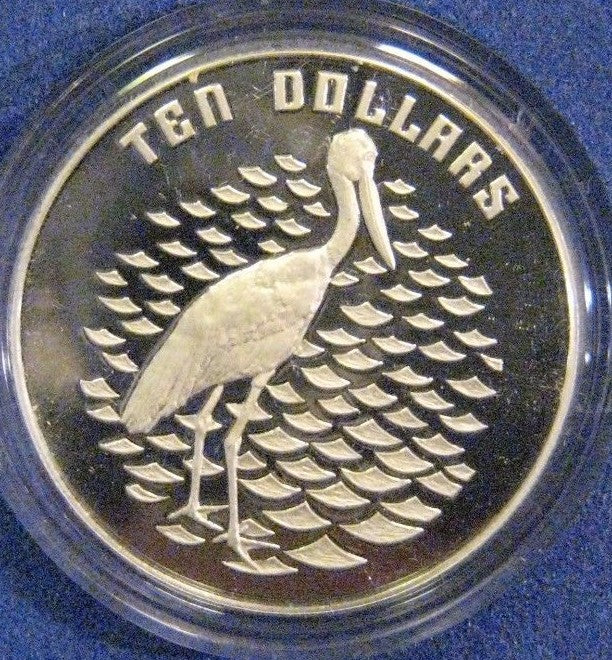 1991 Australia $10 Jabiru Bird Piedfort Proof Coin Box & Coa