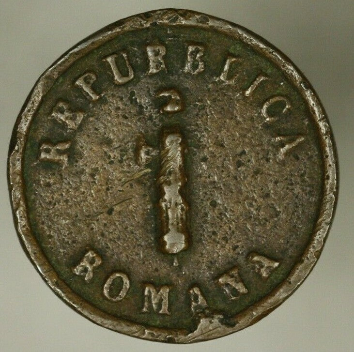 Roman Republic  Baiocco 1849  Cast Issue  XF Nicer for Type A2140