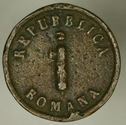 Roman Republic  Baiocco 1849  Cast Issue  XF Nicer for Type A2140