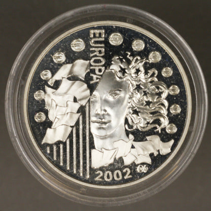 France 2002 1 1/2 Euro Silver Coin  European Union  Proof  
