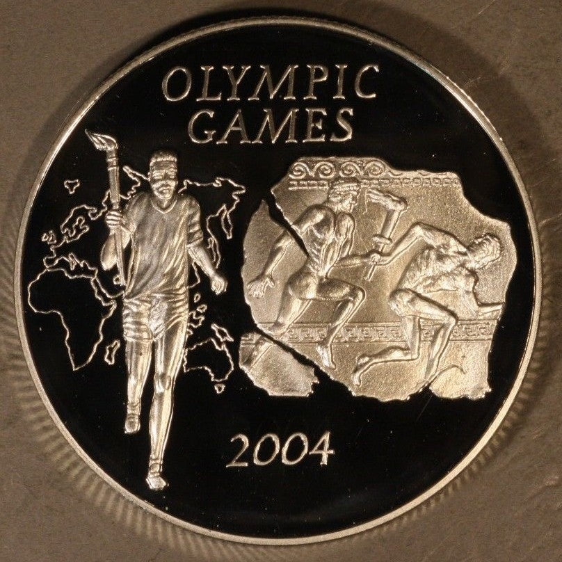 2003 Ghana 500 Sika Olympic Relay Proof Silver         