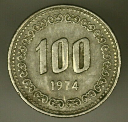 South Korea 100 Won 1974  XF  Scarce Date  A1578
