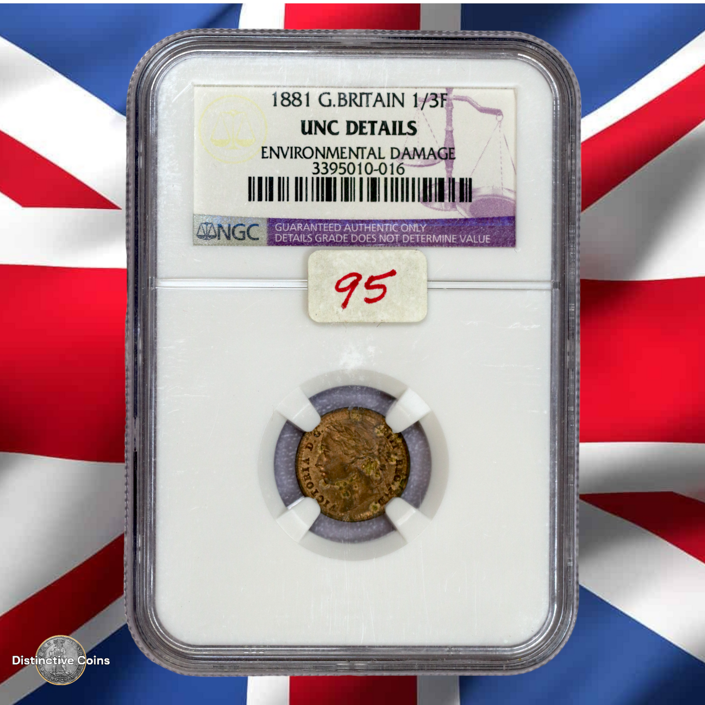 Great Britain 1881 1/3 Farthing NGC Unc details - GBS007