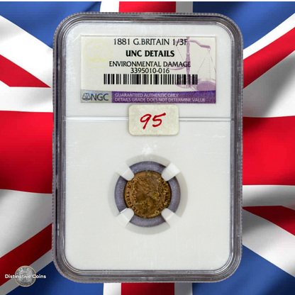 Great Britain 1881 1/3 Farthing NGC Unc details - GBS007