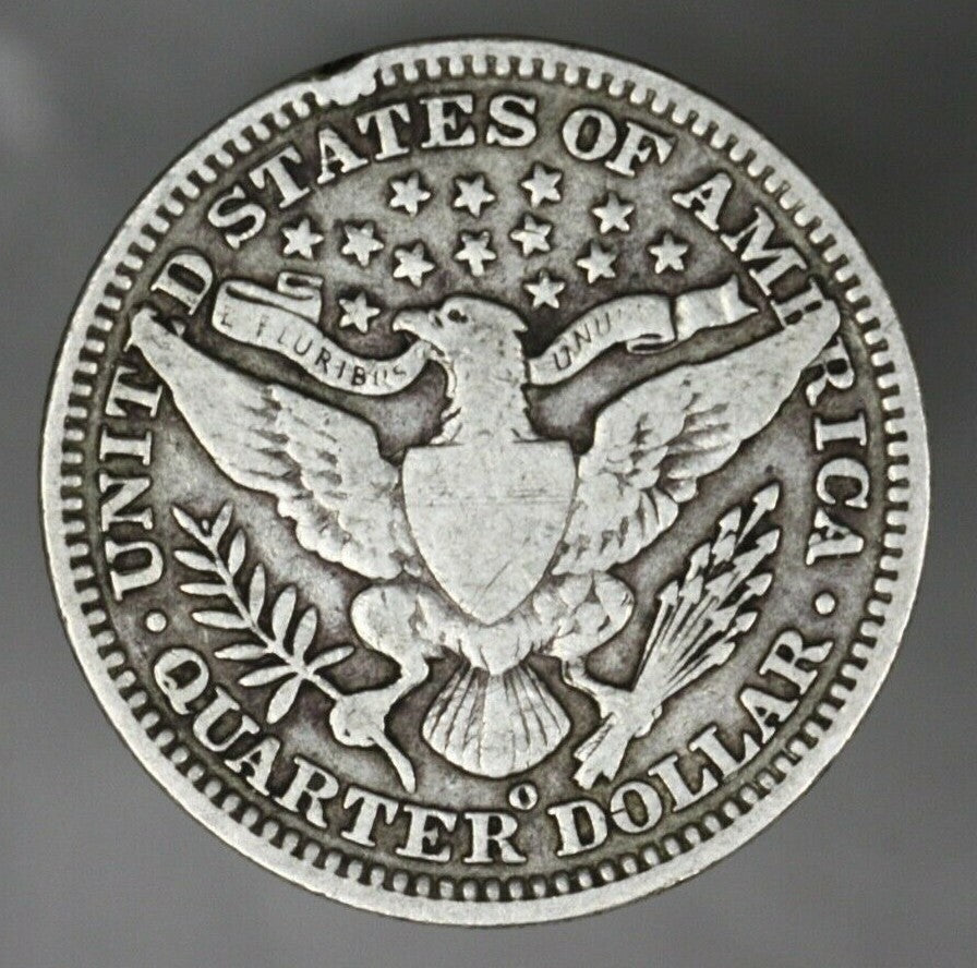 US 1909 O Barber Quarter Better Date Rim Bump Rev  A3005
