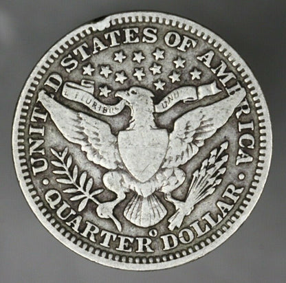 US 1909 O Barber Quarter Better Date Rim Bump Rev  A3005