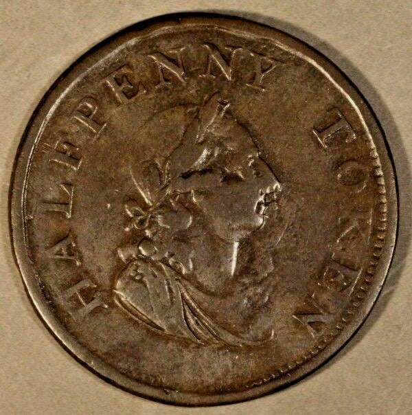 1819 Ireland Half Penny Token with Die Break CUD   