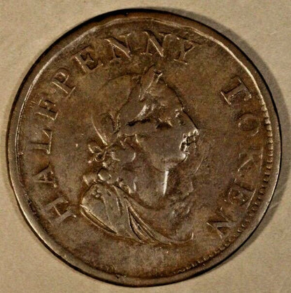 1819 Ireland Half Penny Token with Die Break CUD   
