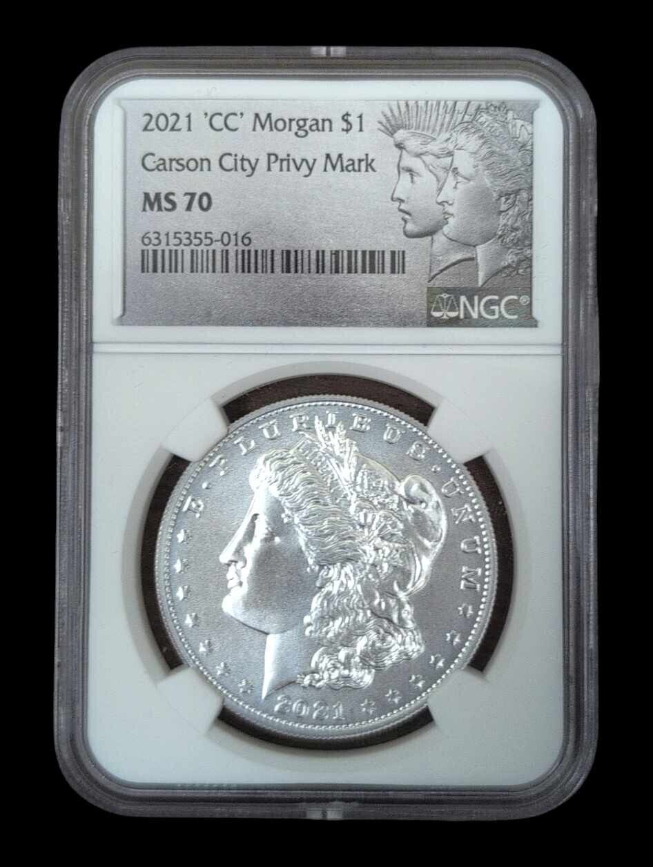 2021 CC Morgan Silver Dollar with Carson City Privy Mark NGC MS70 D205