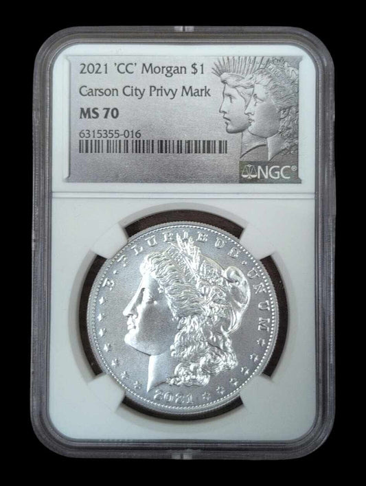 2021 CC Morgan Silver Dollar with Carson City Privy Mark NGC MS70 D205