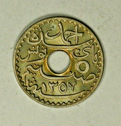 Tunisia 5 Centimes 1938  Choice BU   A1892