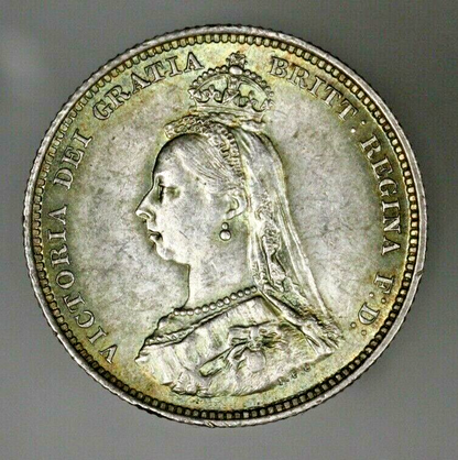 Great Britain 1887 Shilling Lt Grn Toned UNC   A3009