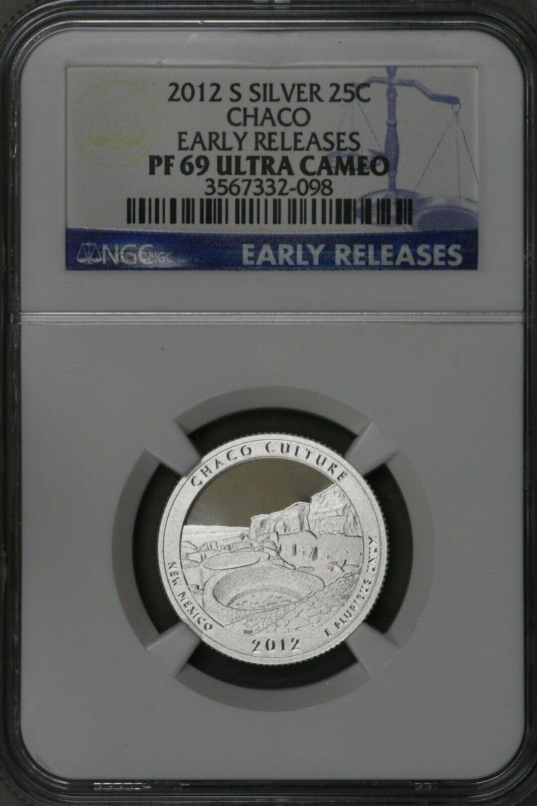 US 2012S Silver Chaco ATB Quarter NGC PF69 Ultra Cameo Early Release  S496