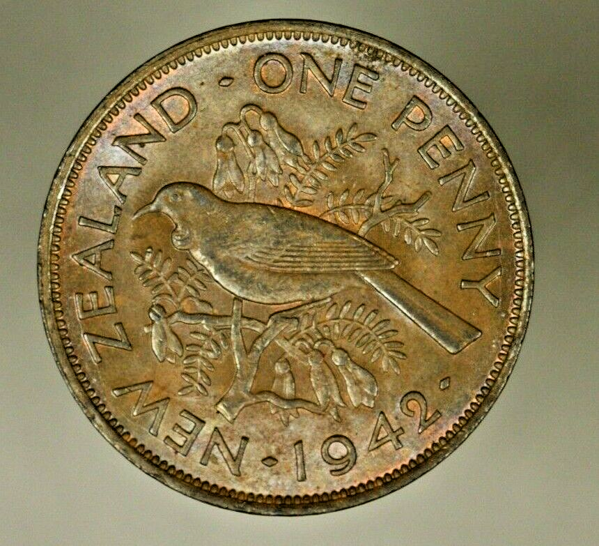 New Zealand Penny 1942  UNC - Trace of Red   A818